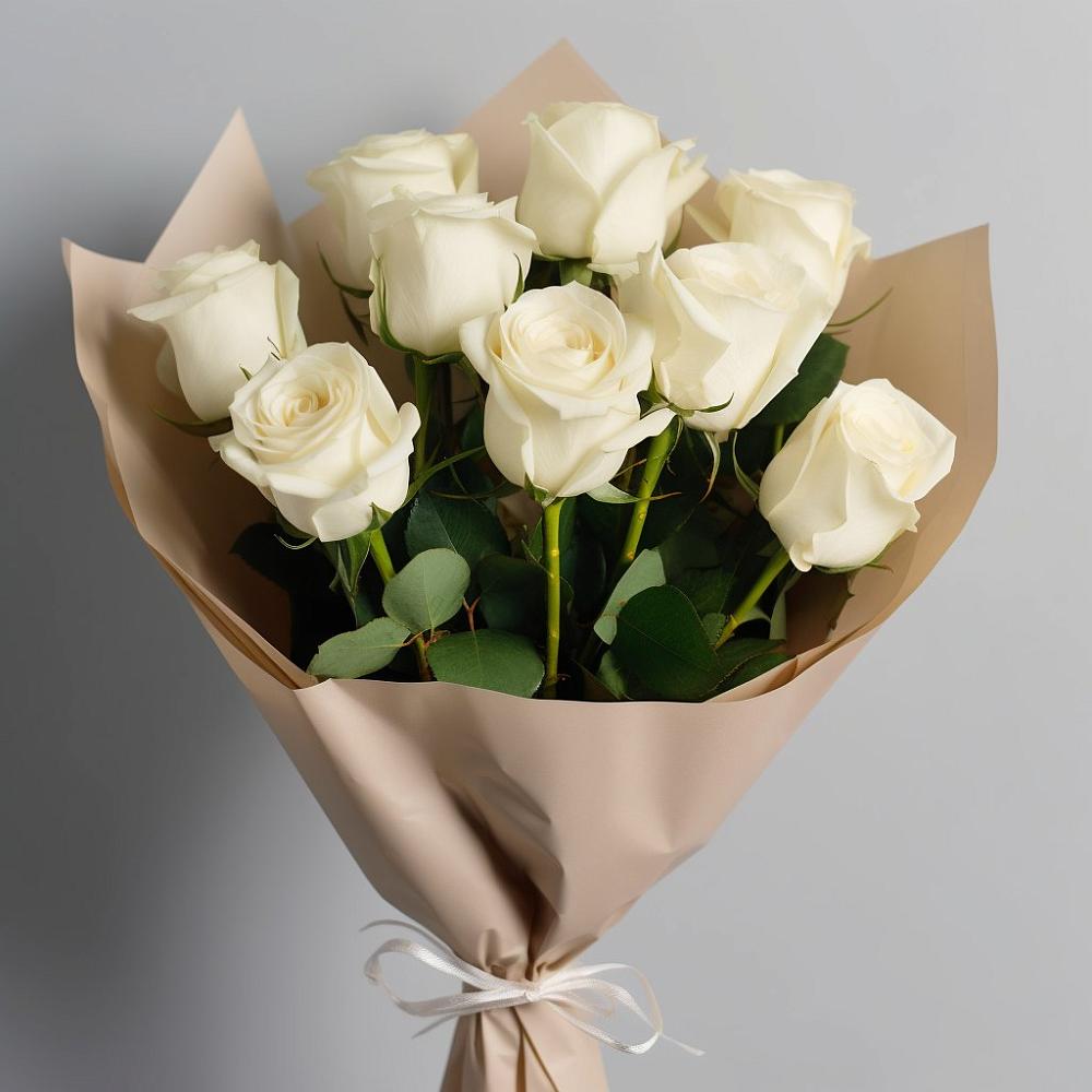 Букет 9 Белых роз Эдлесс Лав в Иволгинске