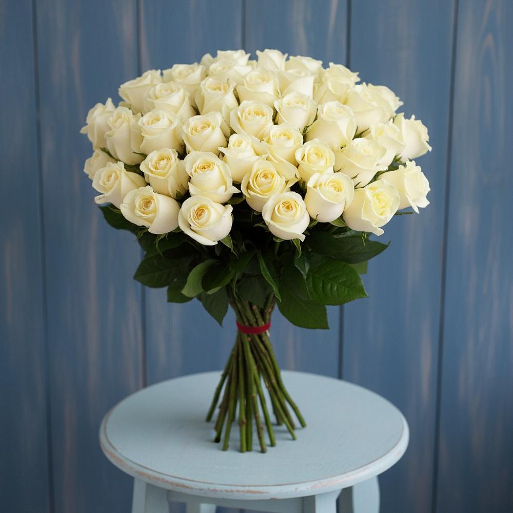 Букет 51 Белая роза Эдлесс Лав в Иволгинске