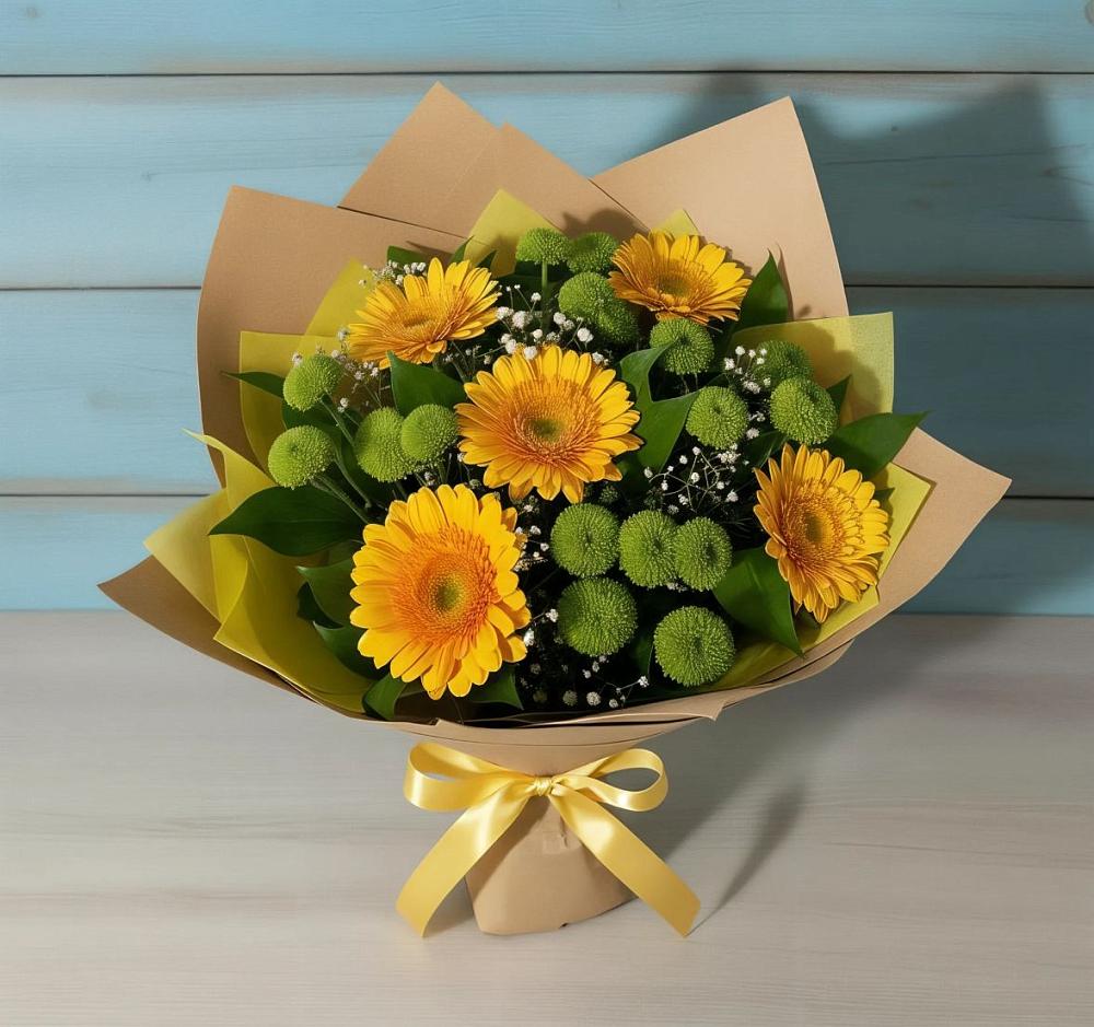 Букет цветов из: Герберы и Хризантемы в Иволгинске