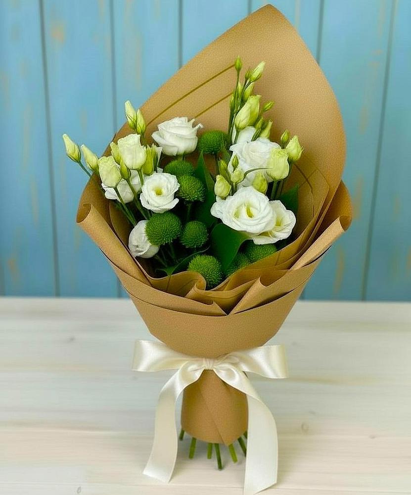 Букет цветов из: Хризантемы и Лизиантусы в Иволгинске