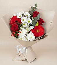 Букет цветов из:  Розы, Хризантемы, Герберы и Лилии в Иволгинске