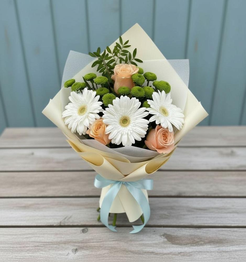 Букет цветов из: Герберы, Розы и Хризантемы в Иволгинске