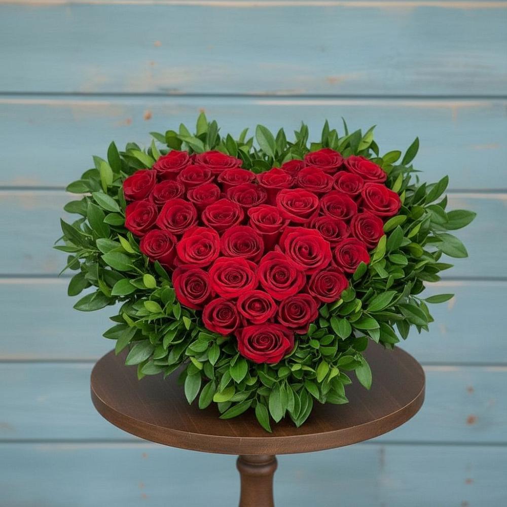 Цветочная композиция из Розы в виде сердца в Иволгинске