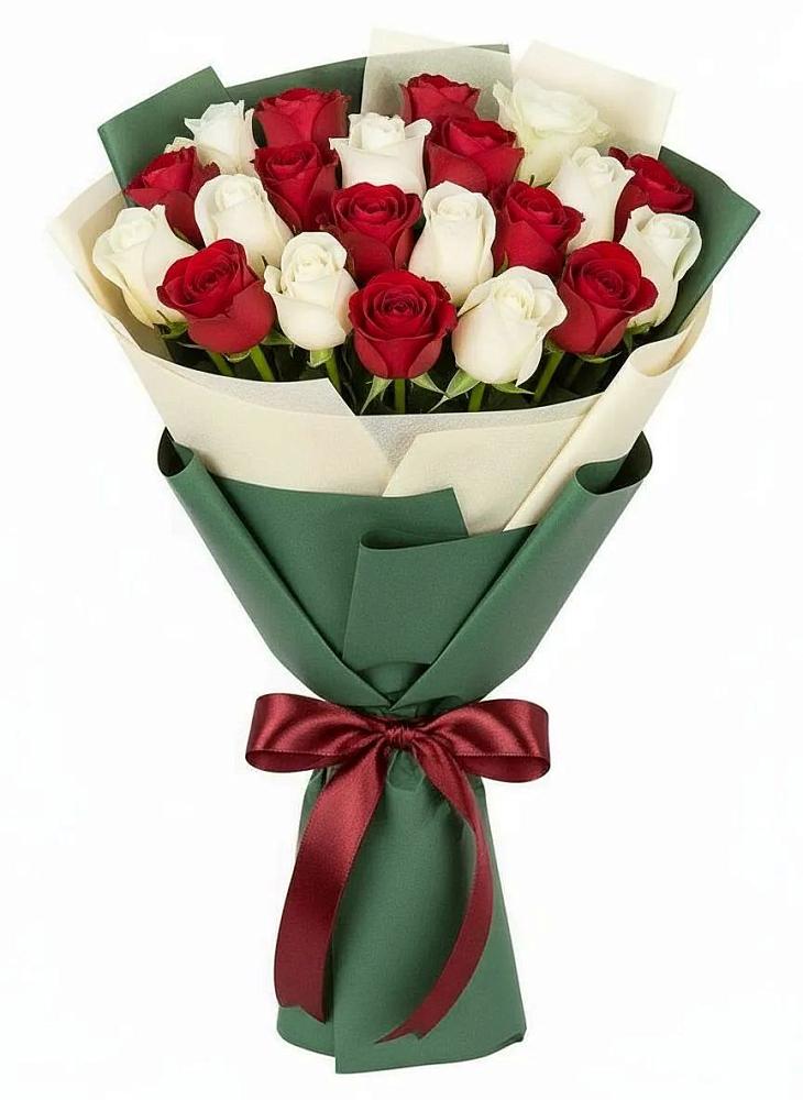 Букет Микс из красных и белых роз в Иволгинске