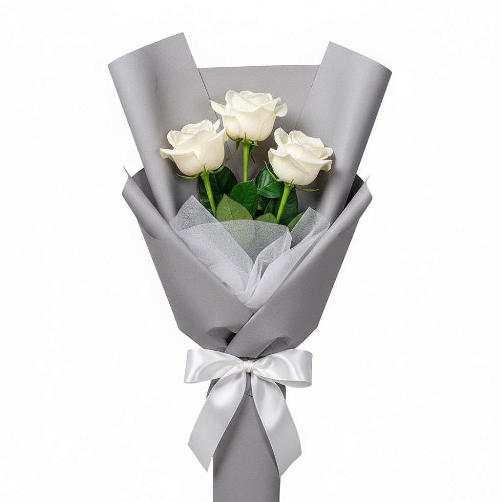 Букет 3 белые розы в Иволгинске