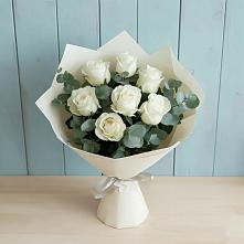 Букет Белые розы в Эвкалипте в Иволгинске